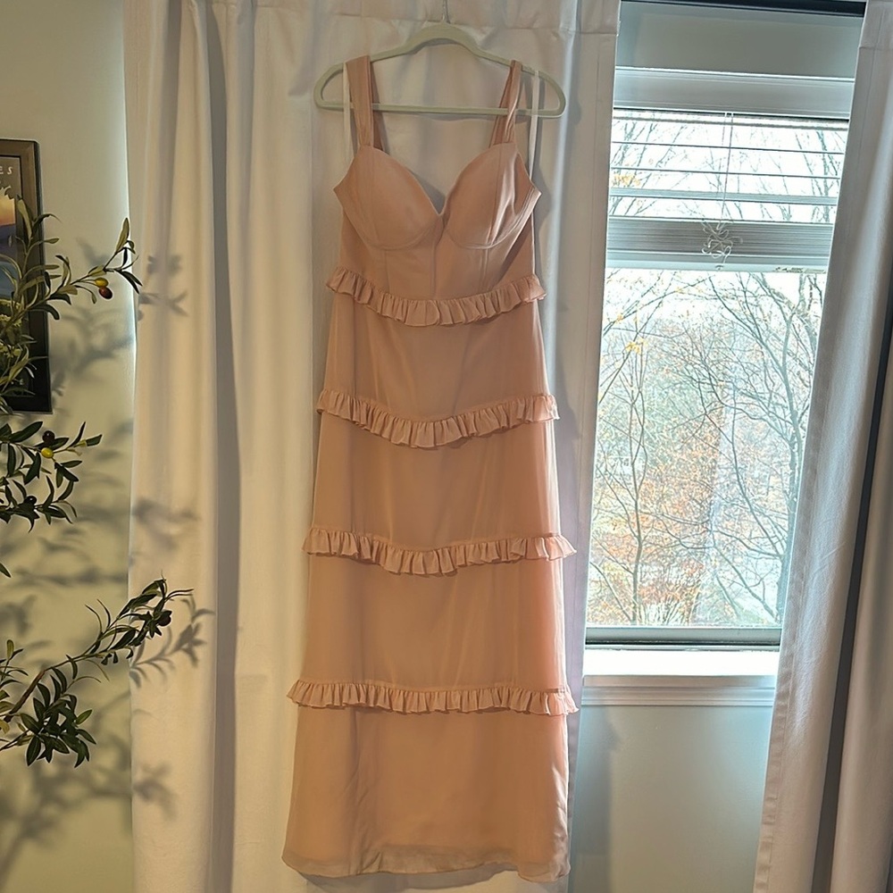 Revelry Sloane Bridesmaid Dress in First Kiss Pink, size 12.